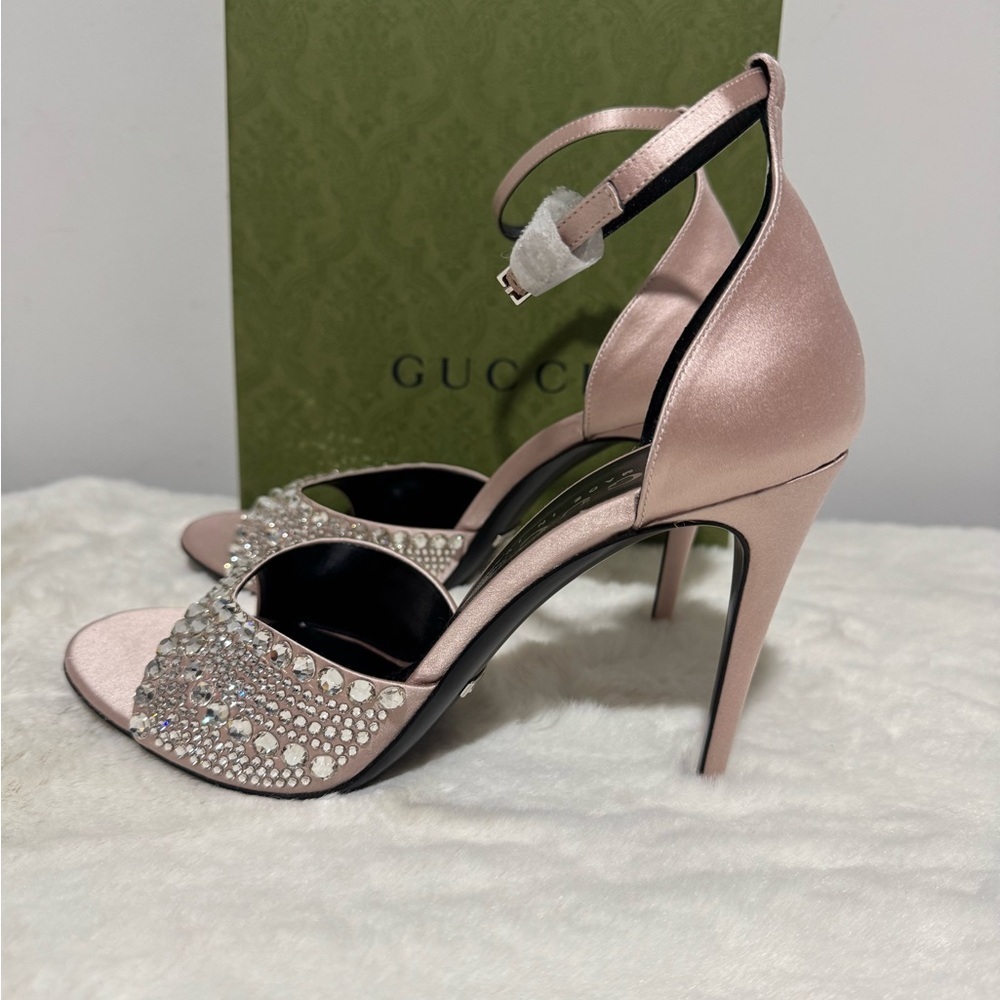 Gucci Blush Crystal-Studded Heels - Picture 3 of 6